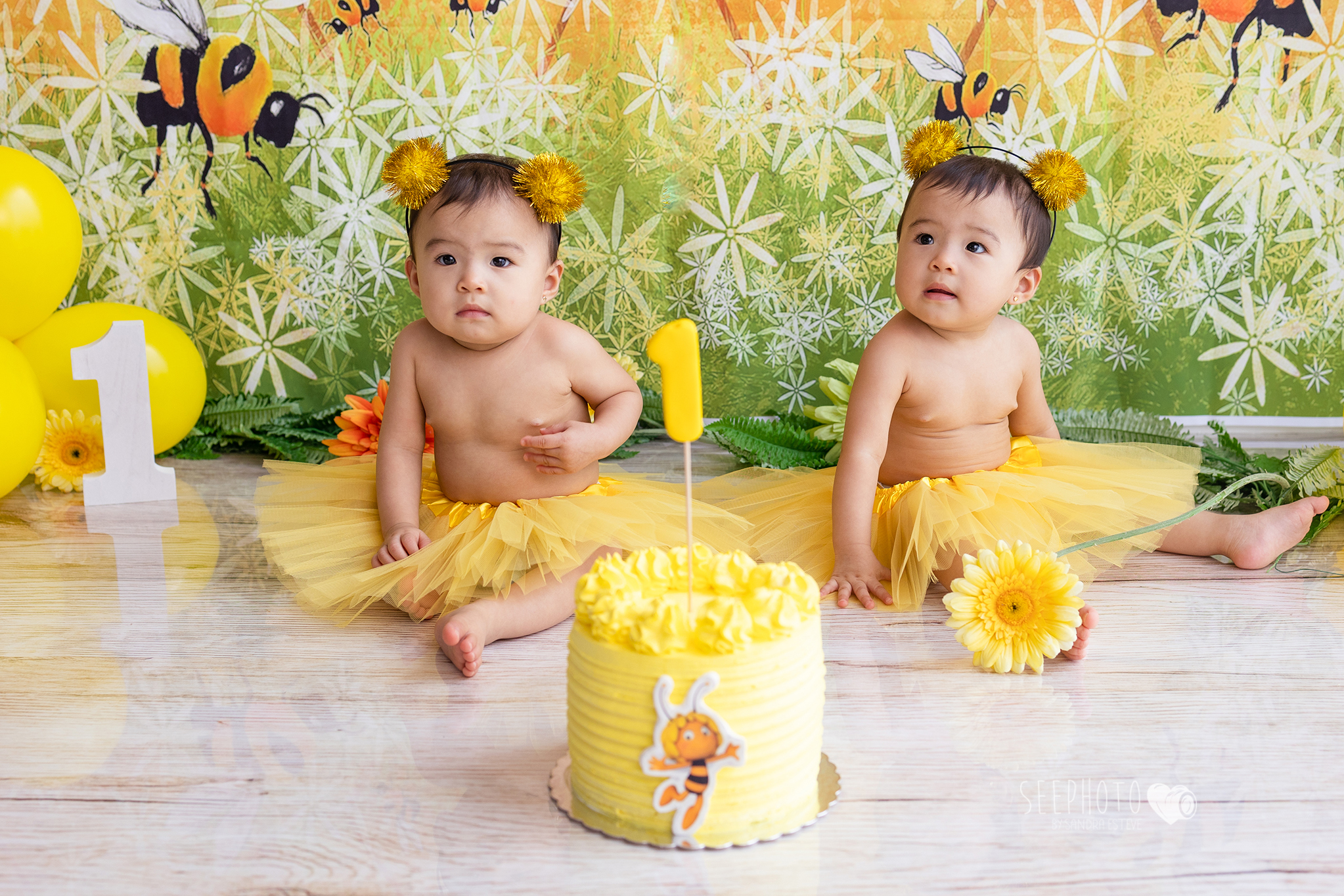 fotos-gemelas-pastel-smash-cake-primer-año-granollers-estudio