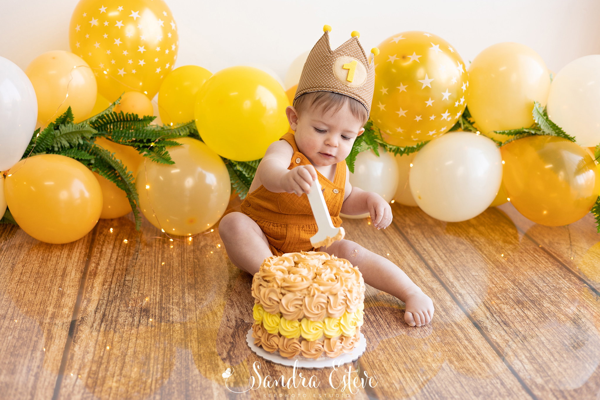 reportaje-fotos-smash-cake-estudio-primer-año-pastel-globos-granollers