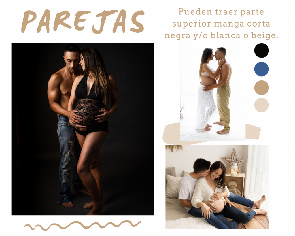 Vestuario sesión de fotos para las parejas de la embarazada.