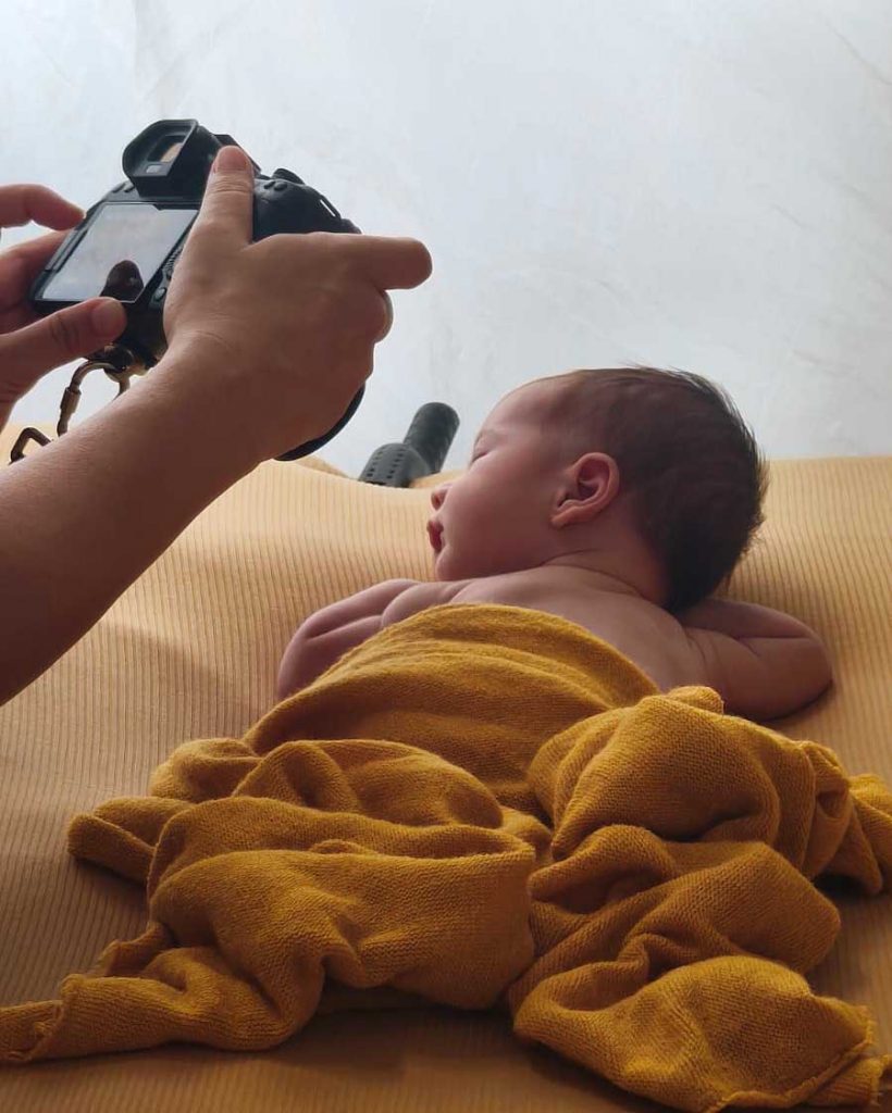 making off sesion fotos newborn